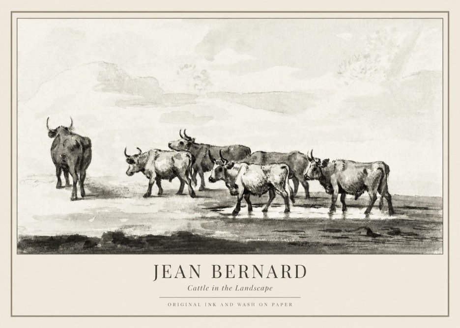 Jean Bernard Cattle in the Landscape No1 - Plakát