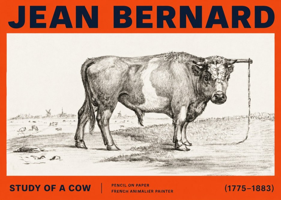Jean Bernard Study of a Bull III No6 - Plakát