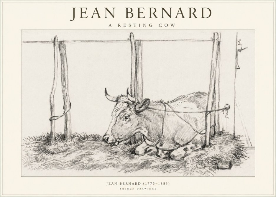 Jean Bernard A Resting Cow No1 - Plakát