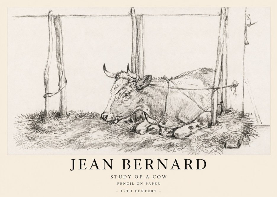 Jean Bernard A Resting Cow No2 - Plakát