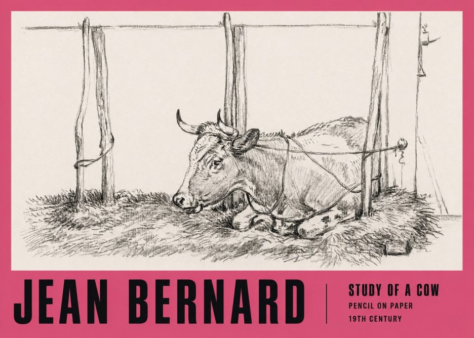 Jean Bernard A Resting Cow No3 - Plakát