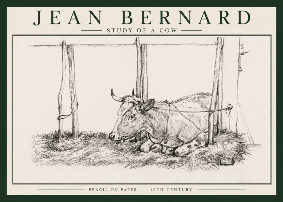 Jean Bernard A Resting Cow No4 - Plakát