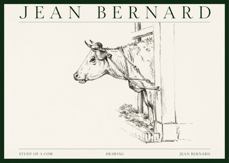 Jean Bernard Study of a Cow X No1 - Plakát