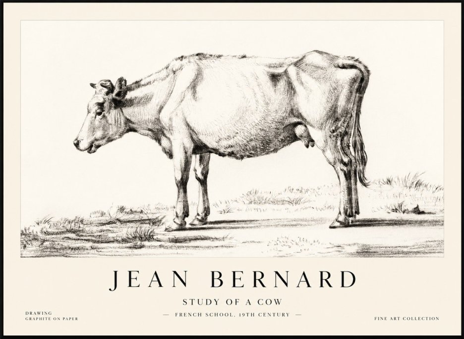 Jean Bernard Study of a Cow XI No2 - Plakát