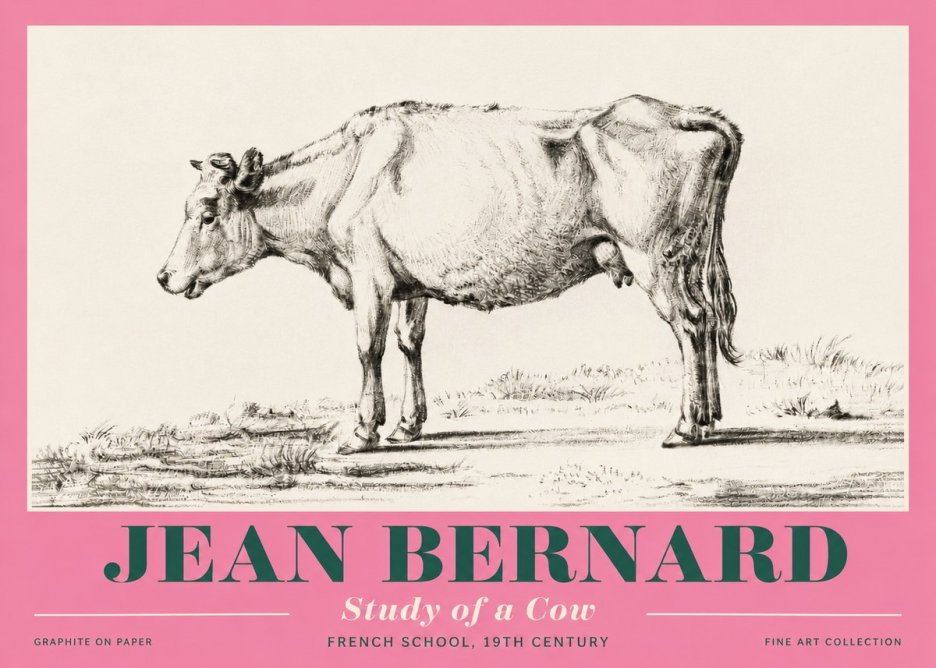 Jean Bernard Study of a Cow XI No4 - Plakát