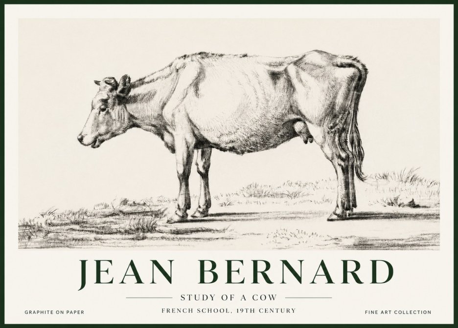 Jean Bernard Study of a Cow XI No5 - Plakát