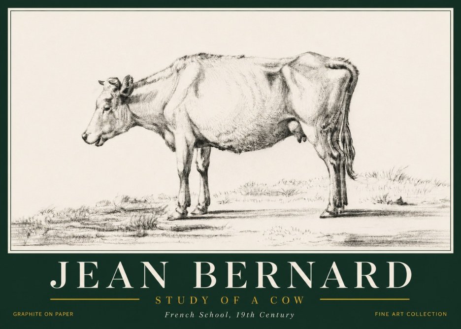 Jean Bernard Study of a Cow XI No6 - Plakát