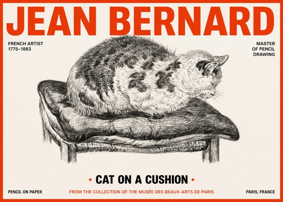 Jean Bernard Cat on a Cushion No2 - Plakát