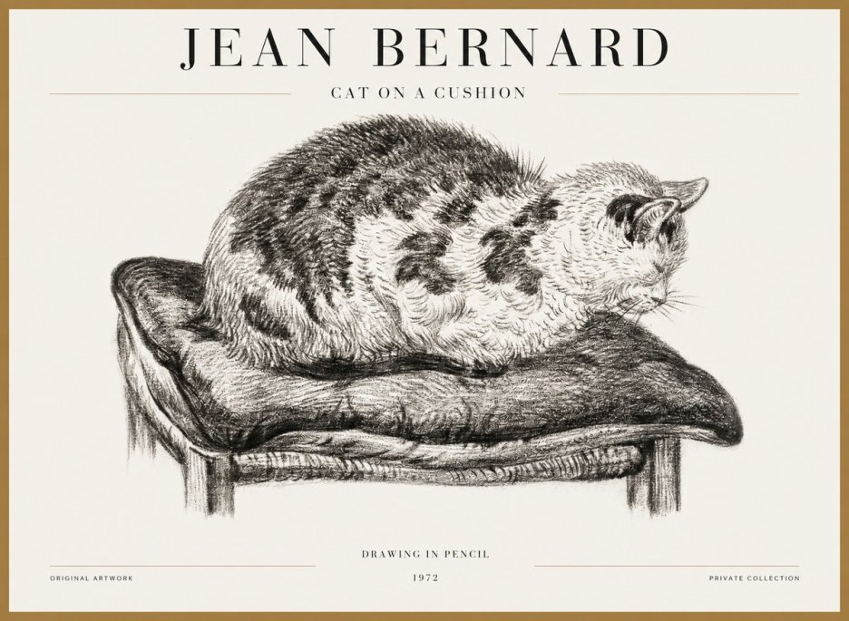 Jean Bernard Cat on a Cushion No5 - Plakát