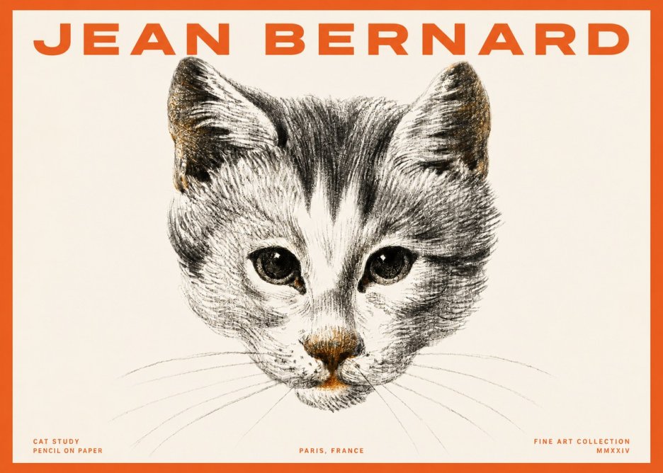 Jean Bernard Cat Study IX No2 - Plakát