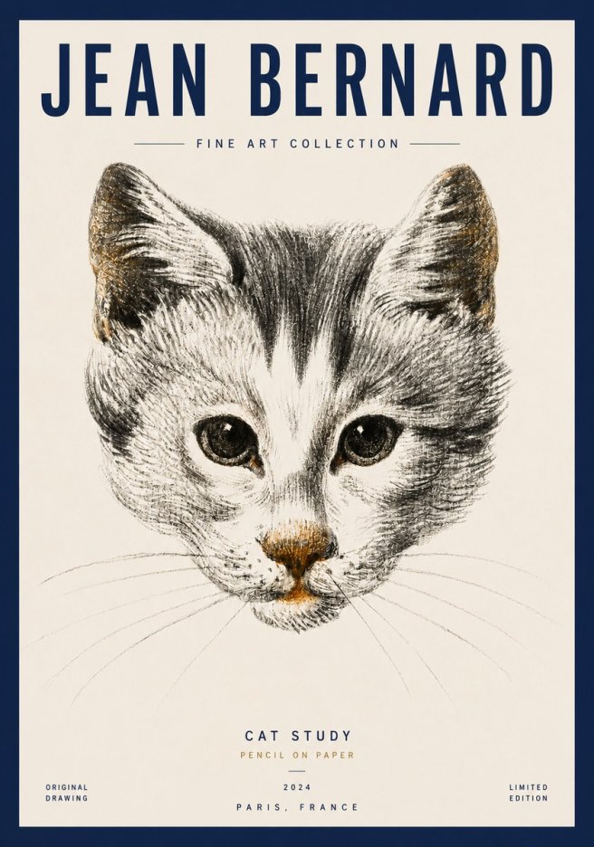 Jean Bernard Cat Study IX No3 - Plakát