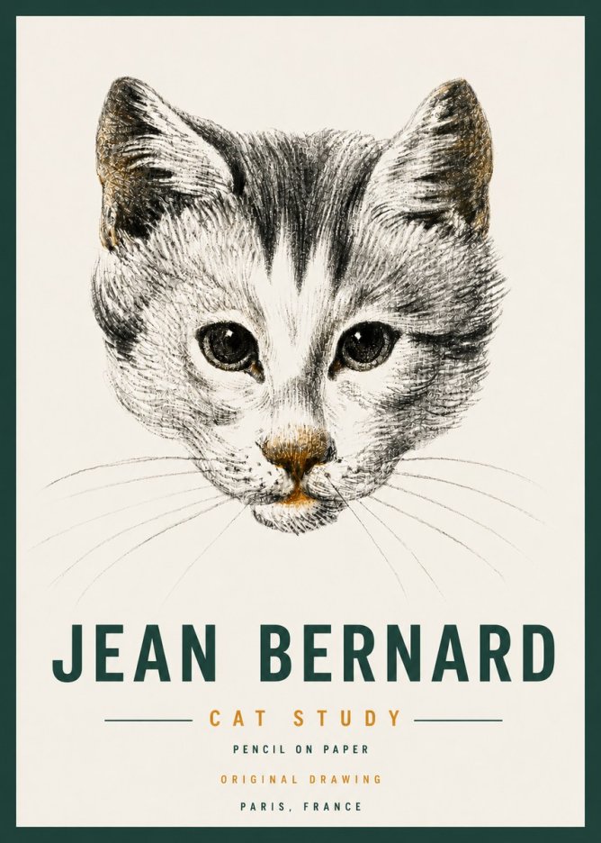 Jean Bernard Cat Study IX No4 - Plakát
