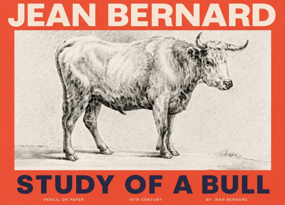 Jean Bernard Study of a Bull IV No3 - Plakát