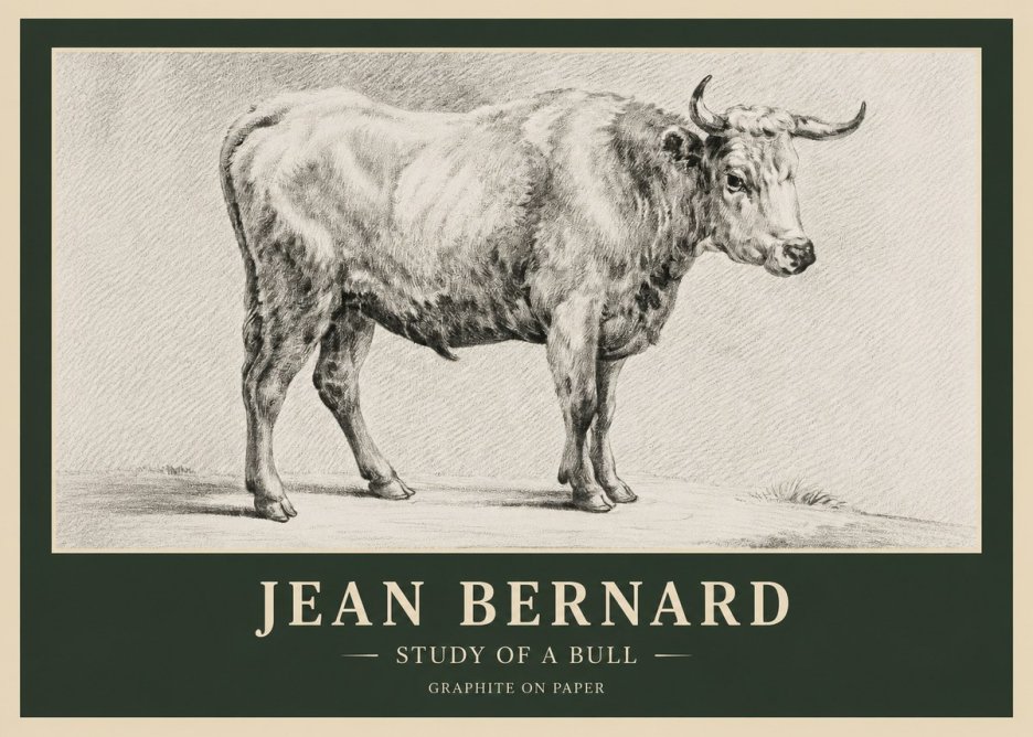 Jean Bernard Study of a Bull IV No6 - Plakát