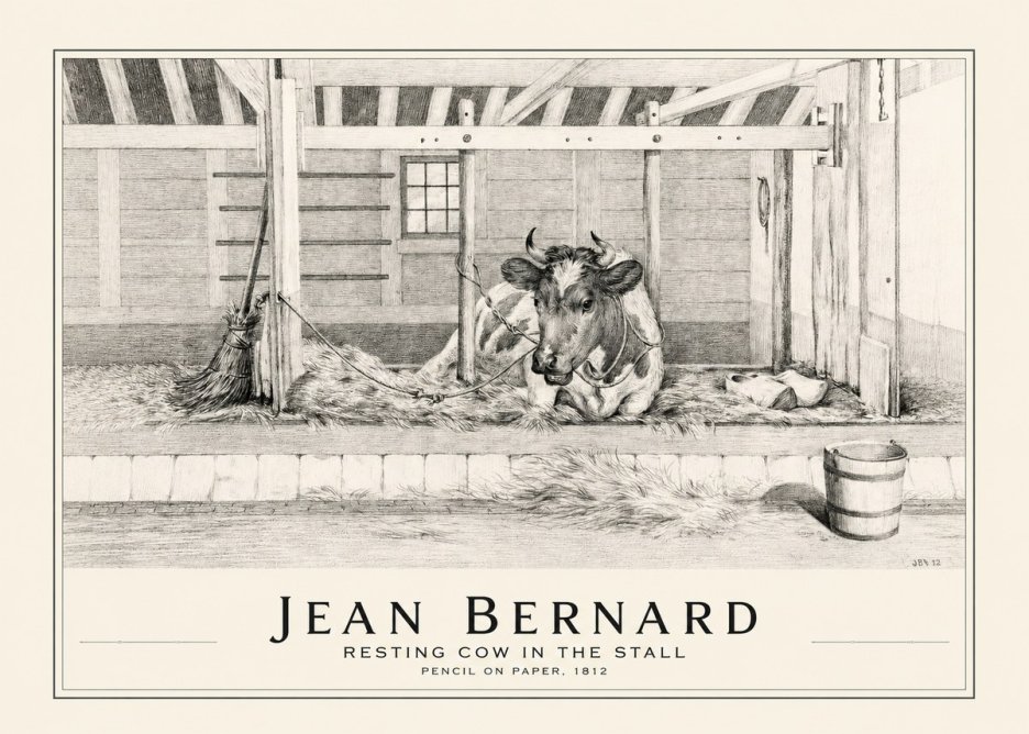 Jean Bernard Resting Cow in the Stall I No1 - Plakát