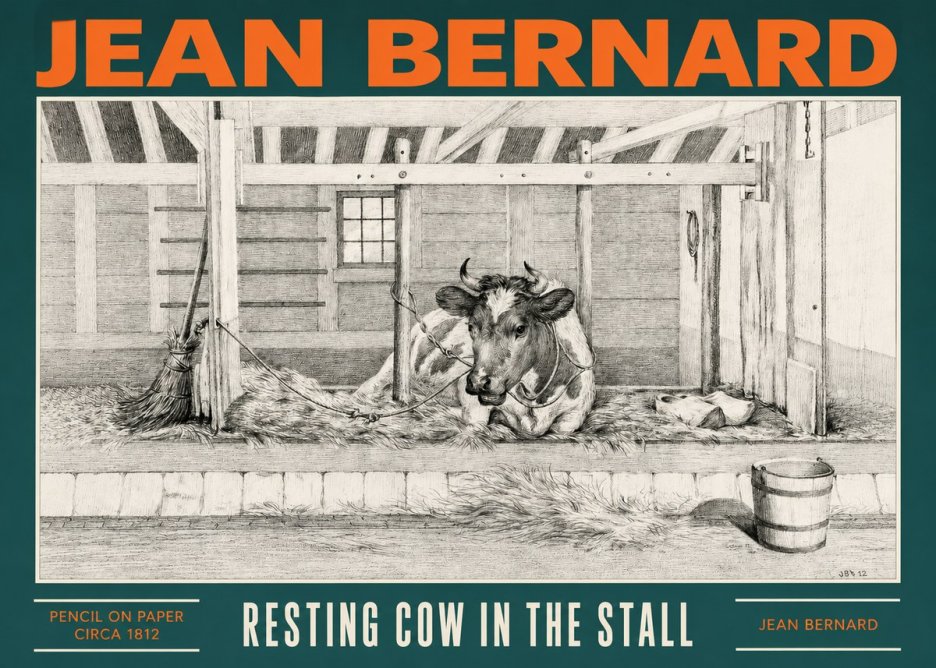 Jean Bernard Resting Cow in the Stall I No2 - Plakát