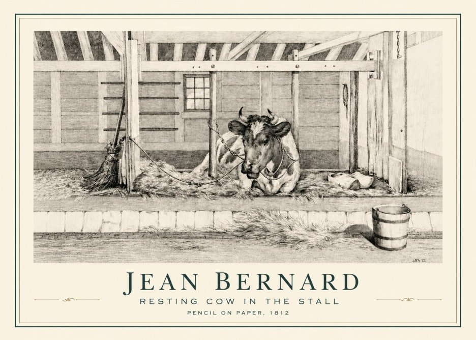 Jean Bernard Resting Cow in the Stall I No3 - Plakát