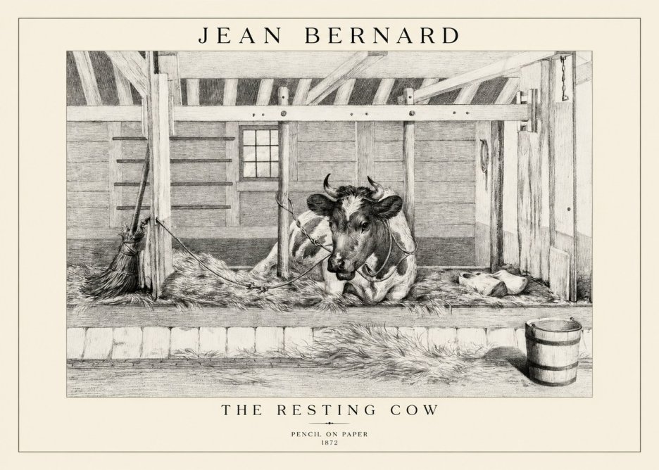 Jean Bernard Resting Cow in the Stall I No5 - Plakát
