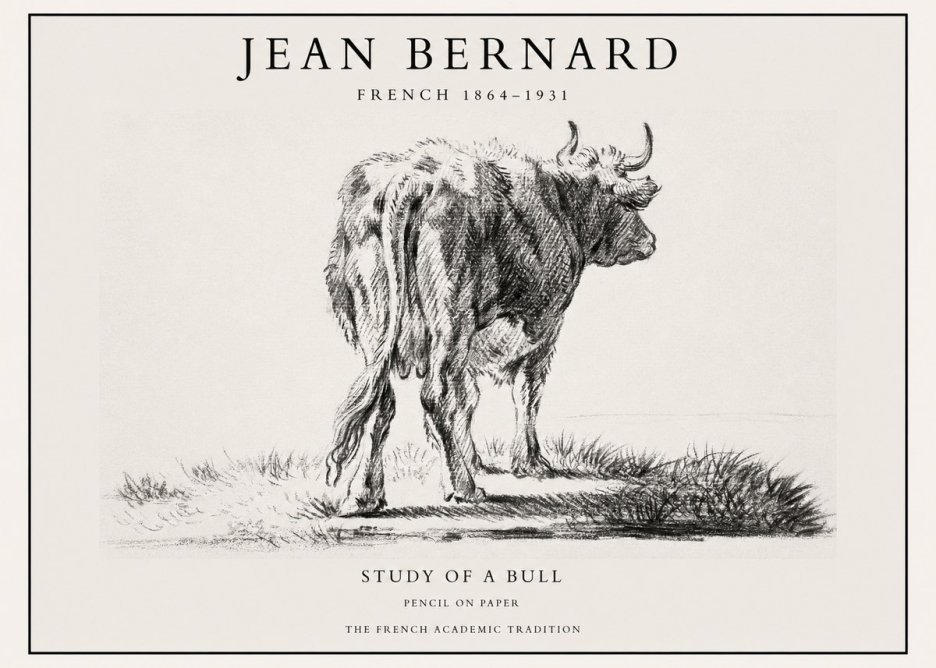 Jean Bernard Study of a Bull V No1 - Plakát