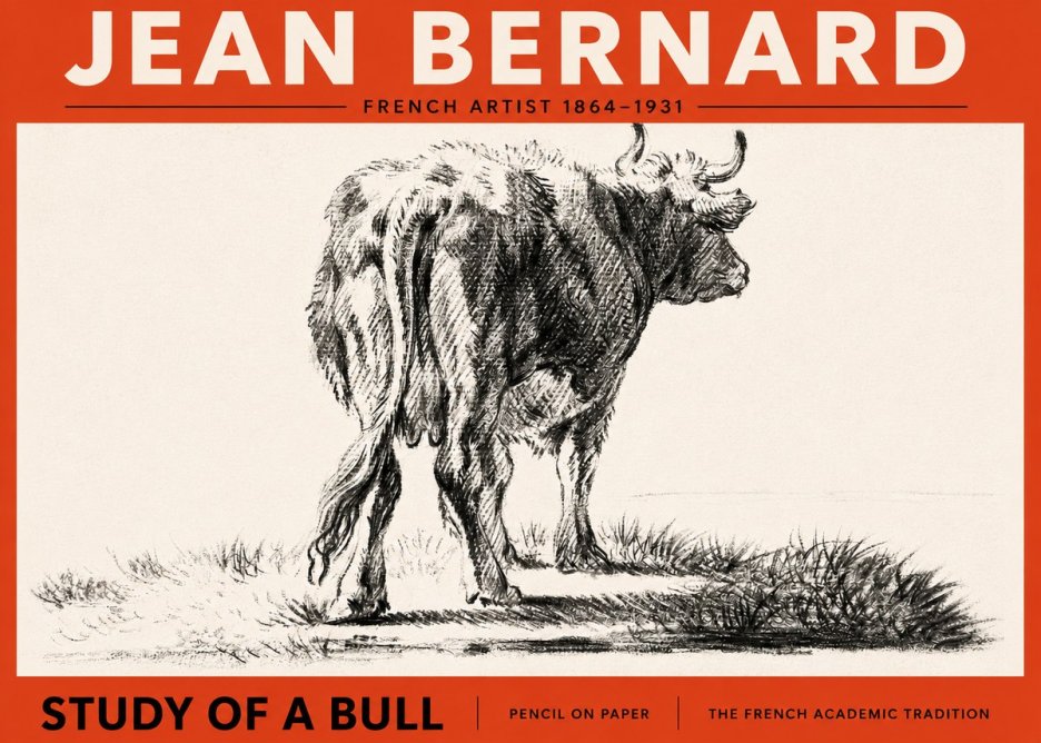 Jean Bernard Study of a Bull V No2 - Plakát