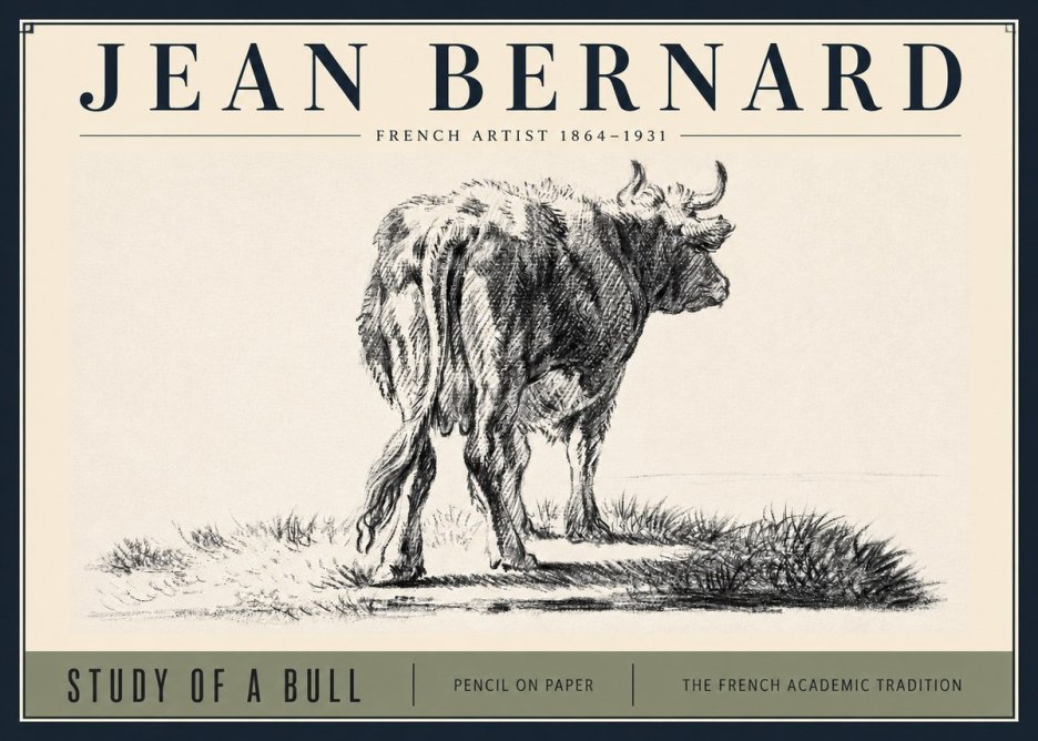 Jean Bernard Study of a Bull V No3 - Plakát