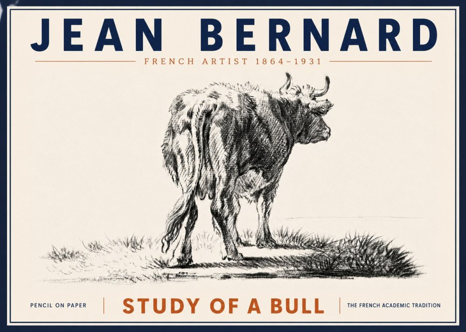 Jean Bernard Study of a Bull V No6 - Plakát