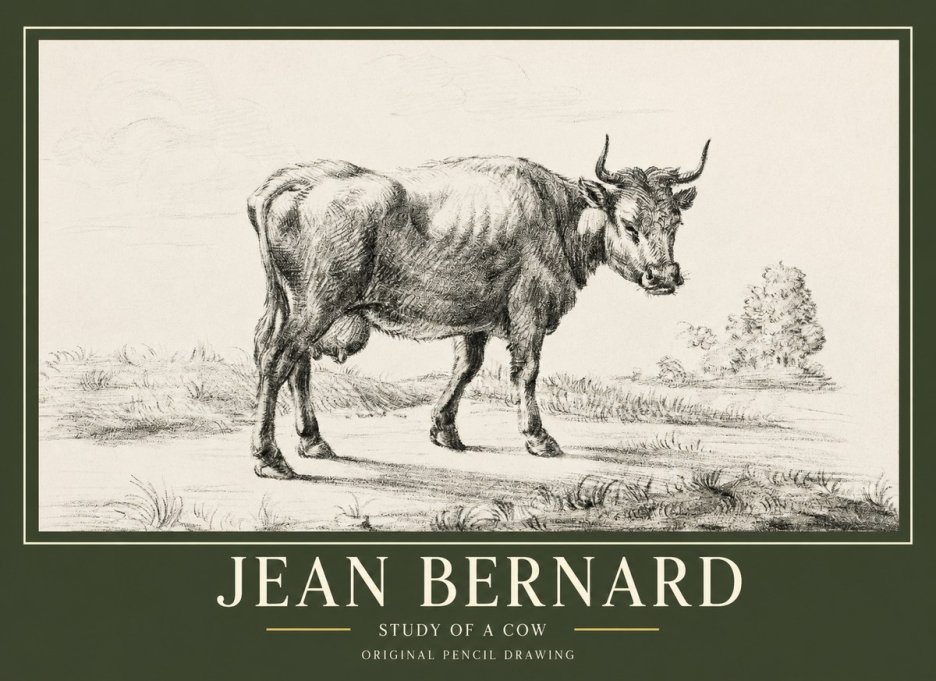 Jean Bernard Study of a Cow XII No1 - Plakát