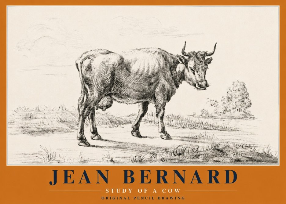 Jean Bernard Study of a Cow XII No2 - Plakát