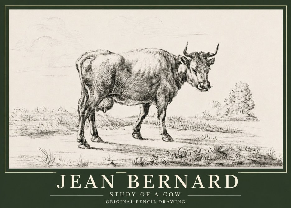 Jean Bernard Study of a Cow XII No3 - Plakát
