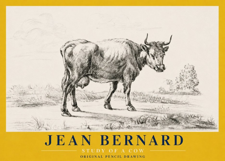 Jean Bernard Study of a Cow XII No4 - Plakát