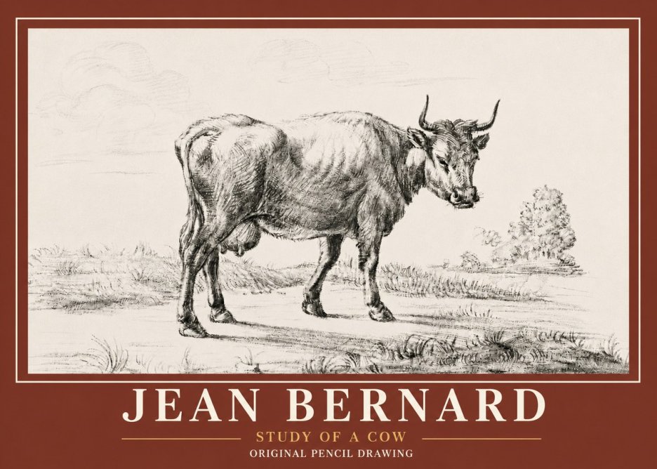 Jean Bernard Study of a Cow XII No6 - Plakát