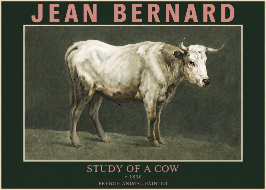Jean Bernard Study of a Cow C. 1890 No3 - Plakát