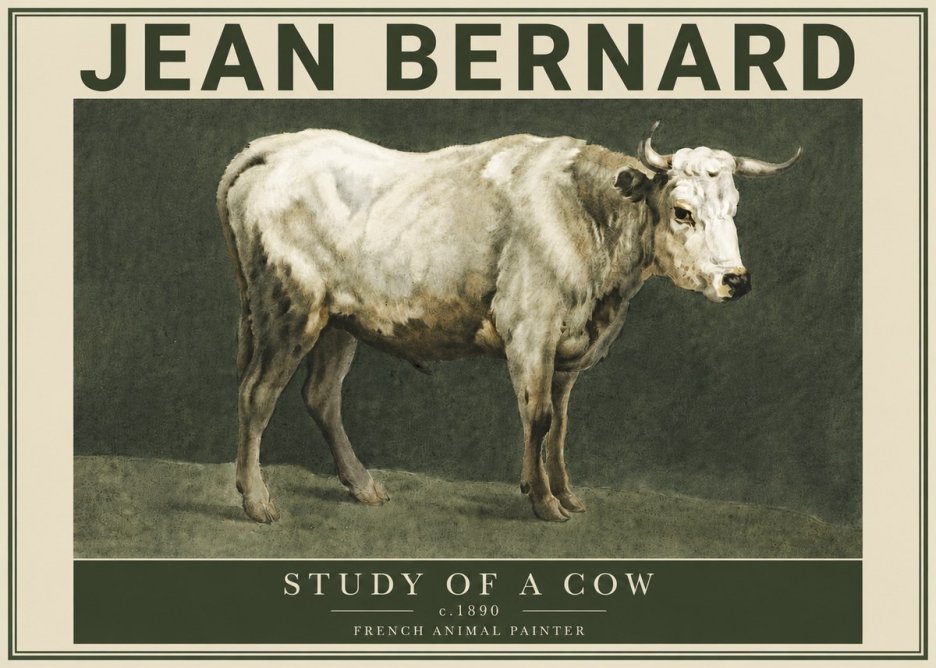 Jean Bernard Study of a Cow C. 1890 No4 - Plakát