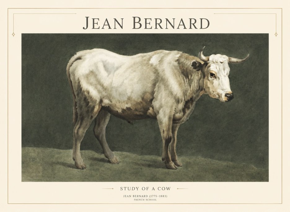 Jean Bernard Study of a Cow C. 1890 No5 - Plakát