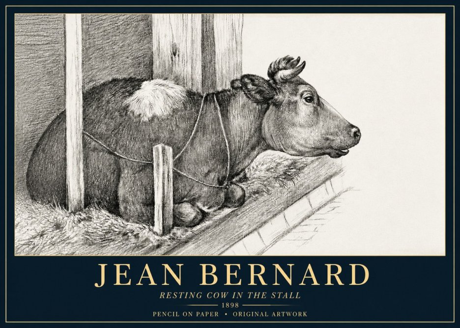 Jean Bernard Resting Cow in the Stall II No3 - Plakát