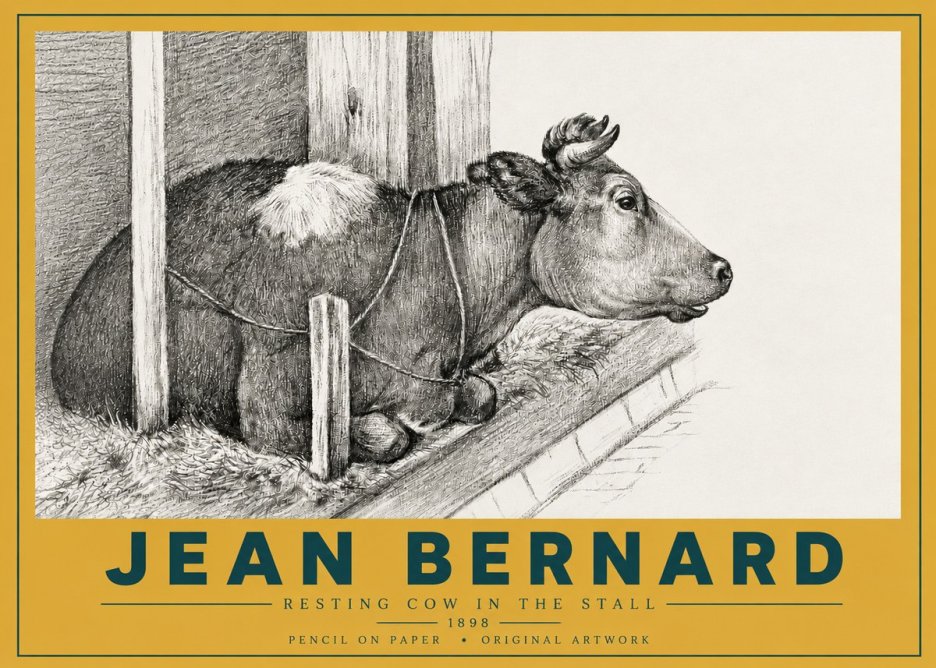 Jean Bernard Resting Cow in the Stall II No4 - Plakát