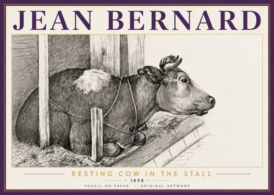 Jean Bernard Resting Cow in the Stall II No5 - Plakát