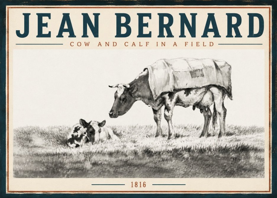 Jean Bernard Cow and Calf in a Field No5 - Plakát