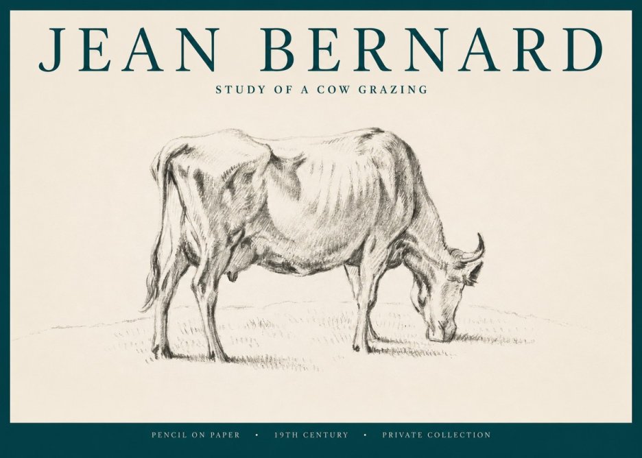 Jean Bernard Study of a Cow Grazing I No2 - Plakát