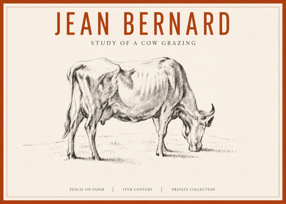 Jean Bernard Study of a Cow Grazing I No3 - Plakát