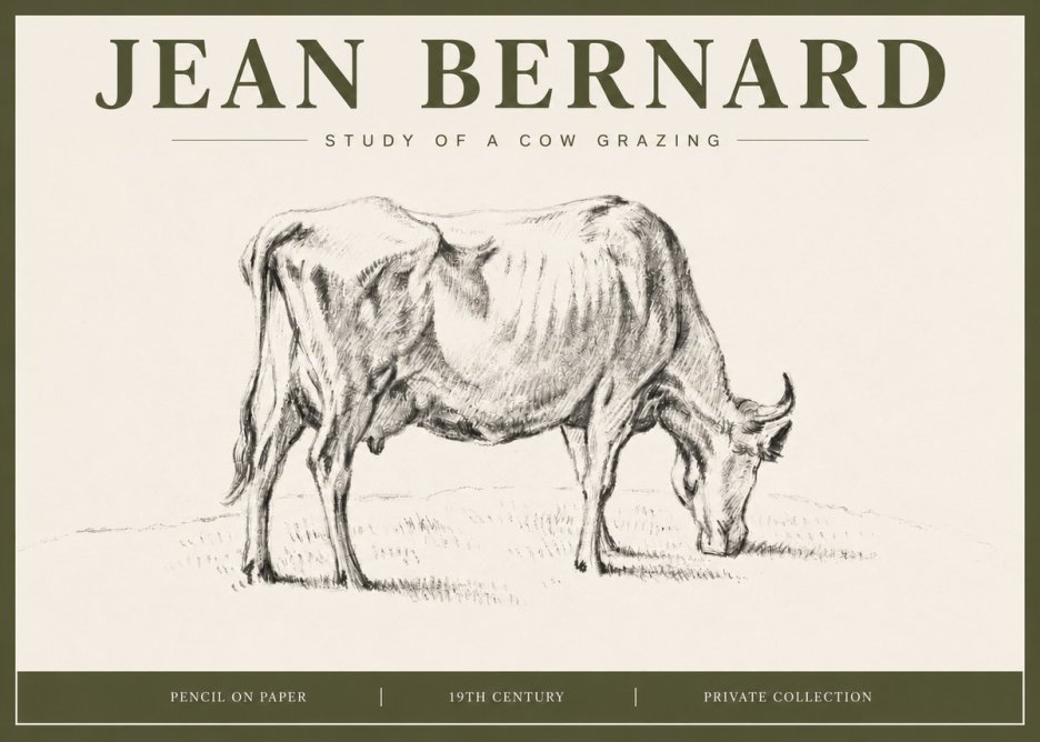 Jean Bernard Study of a Cow Grazing I No4 - Plakát