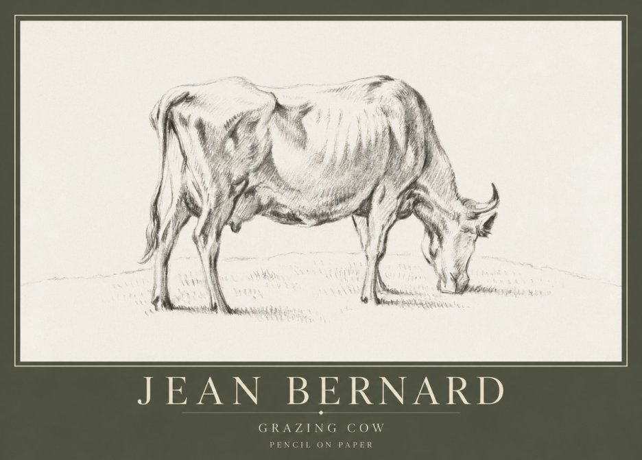 Jean Bernard Study of a Cow Grazing I No5 - Plakát