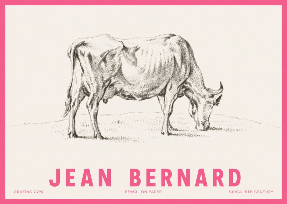 Jean Bernard Study of a Cow Grazing I No6 - Plakát