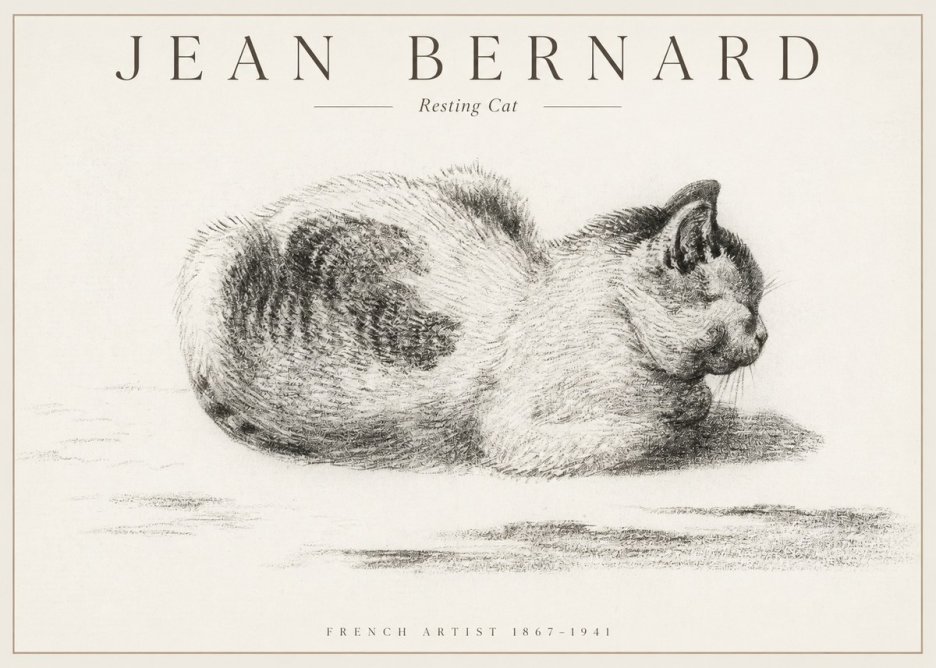 Jean Bernard Resting Cat No1 - Plakát