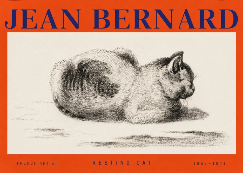 Jean Bernard Resting Cat No2 - Plakát