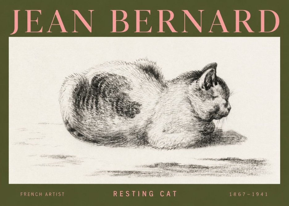 Jean Bernard Resting Cat No3 - Plakát