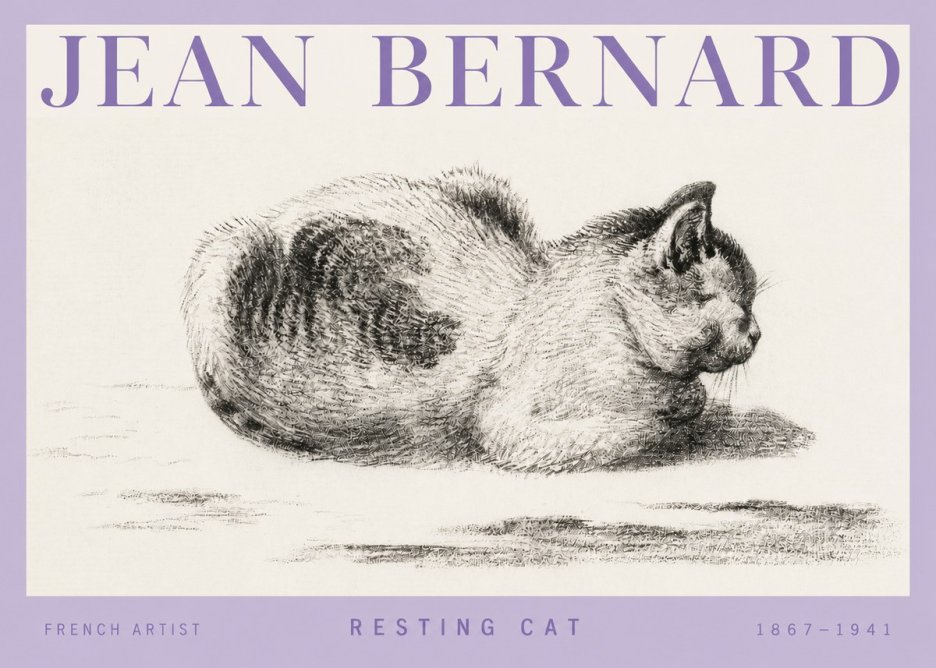 Jean Bernard Resting Cat No4 - Plakát