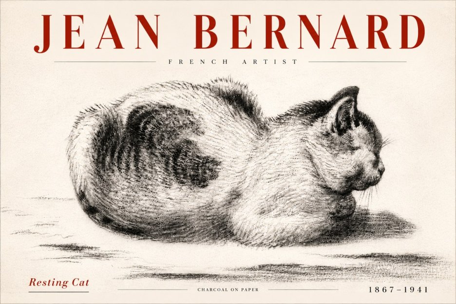 Jean Bernard Resting Cat No5 - Plakát