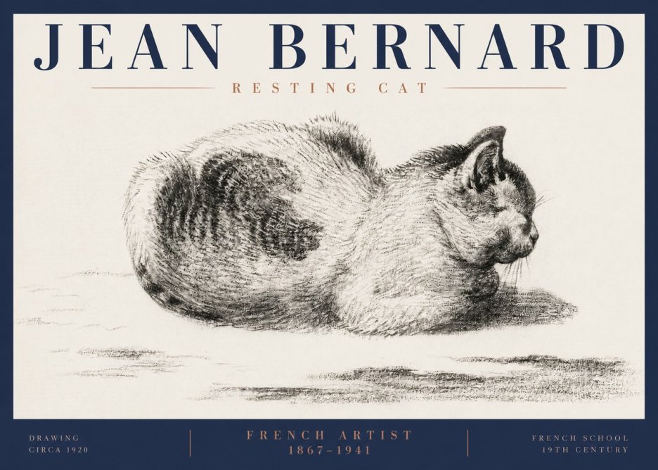 Jean Bernard Resting Cat No6 - Plakát