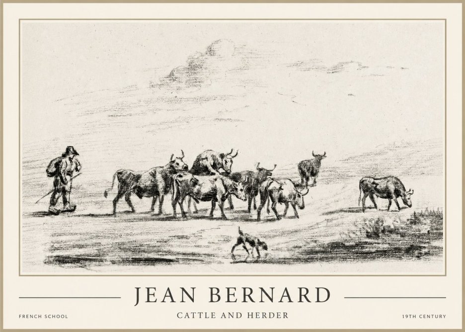Jean Bernard Cattle and Herder No1 - Plakát